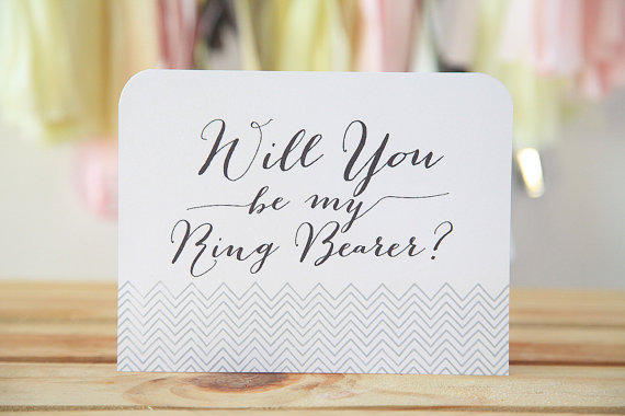 Mariage - Will you be my Ring Bearer, Single Card, Wedding Party, Stationary, Chevron