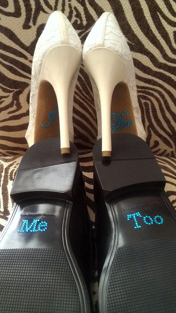 Mariage - I Do and Me Too Shoe Stickers Clear / Blue Rhinestone Wedding Shoe Appliques - Rhinestone Shoe Decals for your Bridal Shoes Something Blue