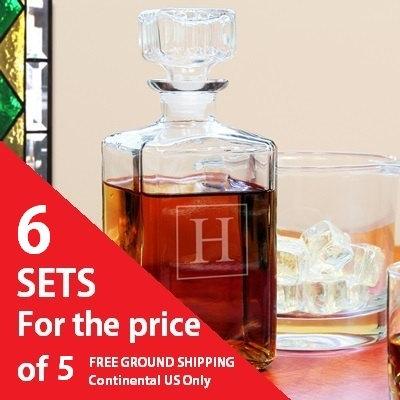 Wedding - 6 Whiskey Decanters for the price of 5 - FREE Shipping Groomsmen Gift Idea