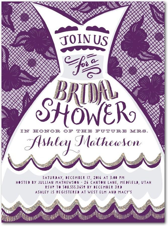 Mariage - Dressed For Fun - Signature White Bridal Shower Invitations In Black Or Baltic 