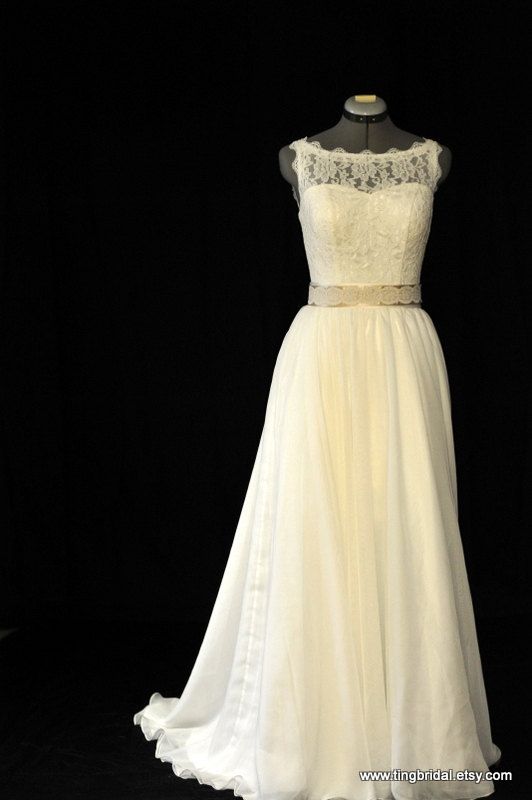 Hochzeit - Vintage Fairy Wedding Dress-custom Gown-Made To Order In Light Ivory