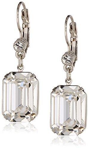 Mariage - 1928 Jewelry "Bridal Crystal" Silver-Tone Swarovski Crystal Square Drop Earrings