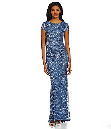 Wedding - Adrianna Papell Short-Sleeve Sequined Gown