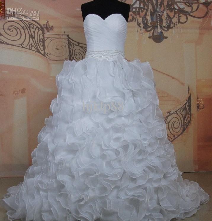 زفاف - Actual Images 2014 New Arrival Ball Gown with Luxury Ruffles Organza Sweetheart Crystal Beading Bridal Dress Lace Up Wedding Dresses Online with $140.16/Piece on Hjklp88's Store 