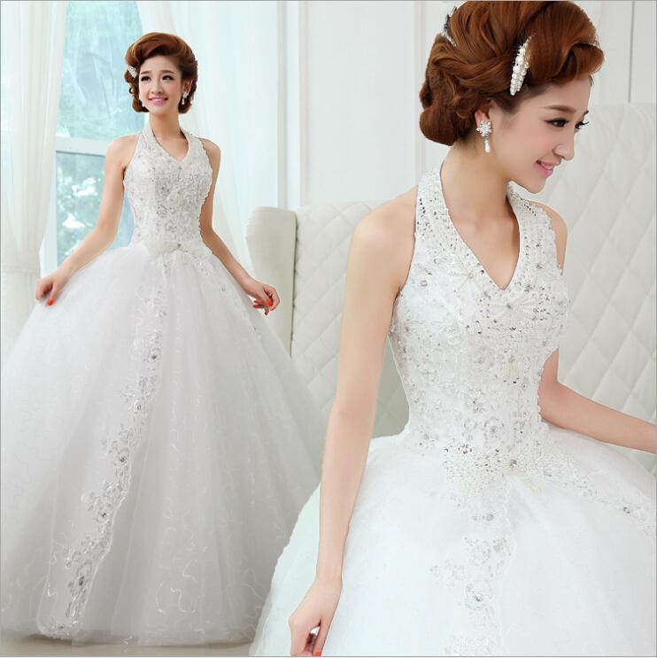 Свадьба - Halter Beads Pearls Bling Bling Ball Gown Wedding Dresses Applique Beaded Bridal Gowns Floor Length Wedding Dress Online with $109.98/Piece on Hjklp88's Store 