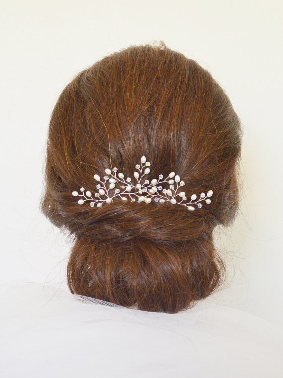 Hochzeit - Wedding Hair Accessories, Bridal Hair Pins, Freshwater Pearl Crystal Hair Pins,Bridal Hair Accessory, Customised Swarovski Crystal Hair Pins