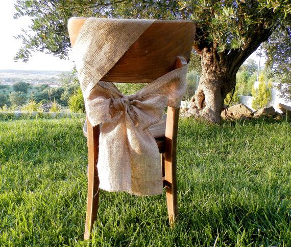 Mariage - 50 Burlap chair sash - Rustic wedding