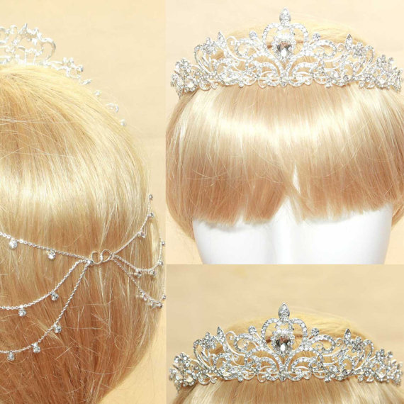 Wedding - Crystal Bridal Crown, Wedding Hair Accessories, Rhinestone Crown,Silver Wedding Headpiece, Crystal Wedding Tiara, Crystal Bridal Crown