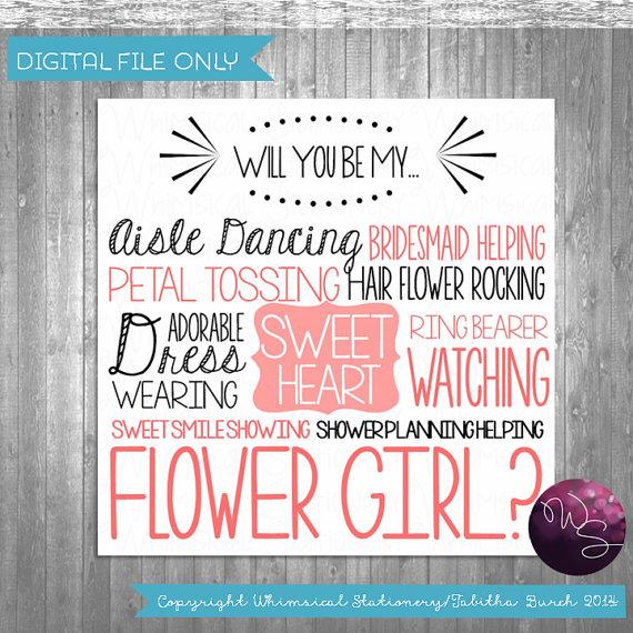 زفاف - Flower Girl Proposal Cards "Aisle Dancing Sweetheart" (Printable File Only) Ask Flower Girl Be In My Wedding