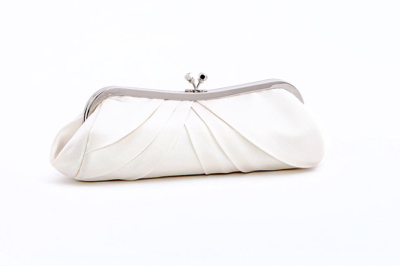 زفاف - Bella Bridal Clutch - Off White - Custom - monogram - wedding purse