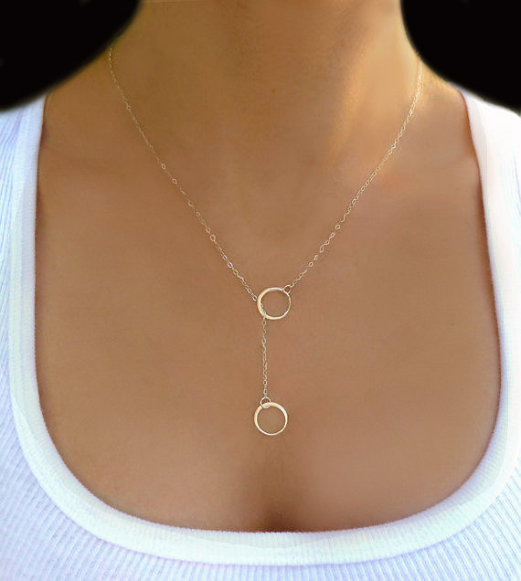 Hochzeit - Infinity Lariat Necklace - Circle Lariat Necklace - Silver Lariat Necklace - Small Circle Necklace - Bridesmaid Necklace - Jewelry Gift