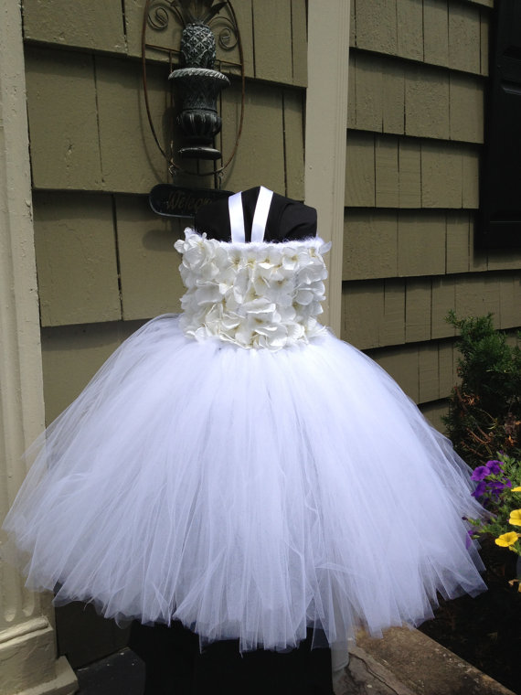 Hochzeit - White Flower Girl Dress Tutu Special Occasion Wedding Dress
