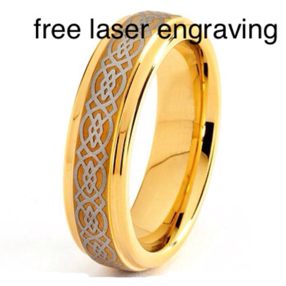 Hochzeit - Irish Knot Gold Titanium Engagement Ring US Size 3 - 18