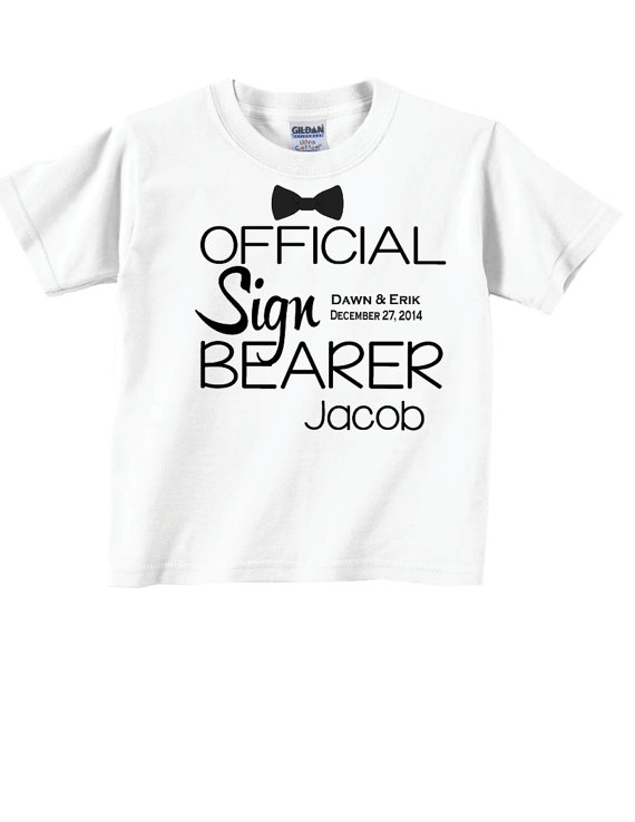 Wedding - Personalized Sign Bearer Shirts and Tshirts with Bowtie and Wedding Date