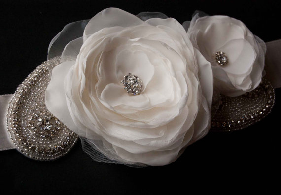 Hochzeit - Bridal floral belt, Rhinestone sash, Crystal beaded sash, Bridal sash belt , Crystal wedding sash , Rhinestone bridal sash, Flower sash