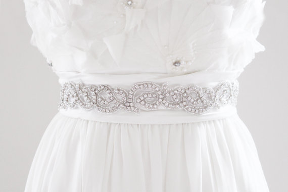 Hochzeit - ALISA - Beaded Bridal Sash, Wedding Belt
