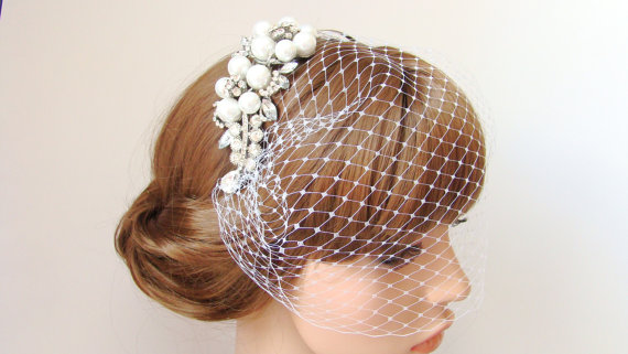 زفاف - Birdcage Veil Bridal Veil Wedding Veil Bridal Headpiece with Headband Blusher Veil