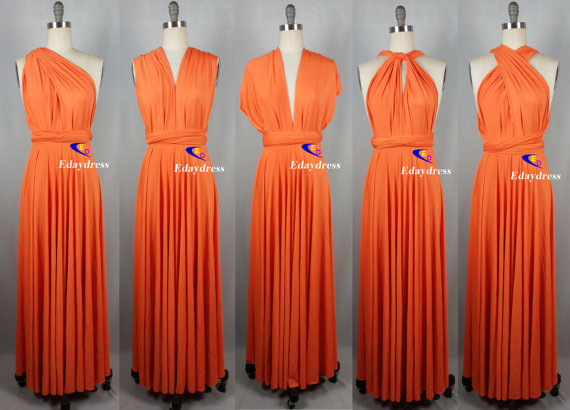 زفاف - Weddings Wrap Infinity Convertible Dress Full Length Orange Evening Party Formal Bridesmaid Dress