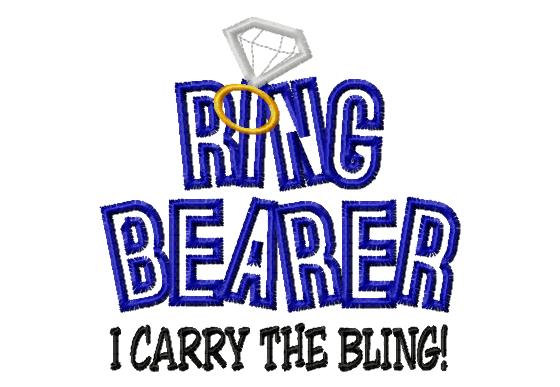 زفاف - RING BEARER - I Carry The Bling - Applique - Machine Embroidery Design - 8 Sizes