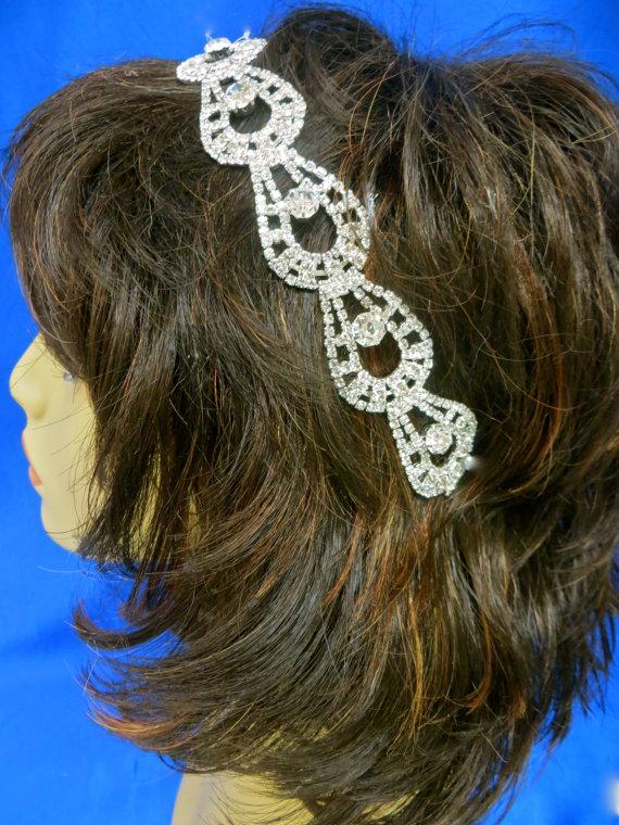 Wedding - Rhinestone Crystal Headband, Bridal Rhinestone Headpiece,  Wedding Crystal Headband