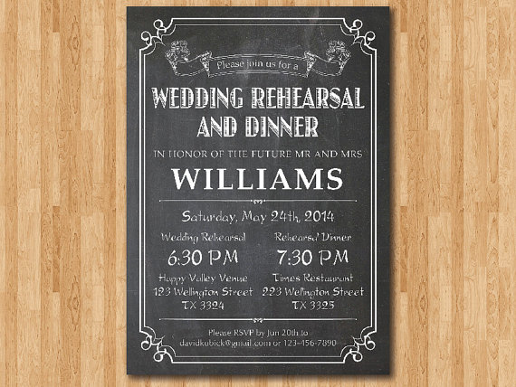 Mariage - Rehearsal Dinner Invitation Chalkboard. Wedding Rehearsal and Dinner Invite.. Black and White typography. Printable digital DIY.