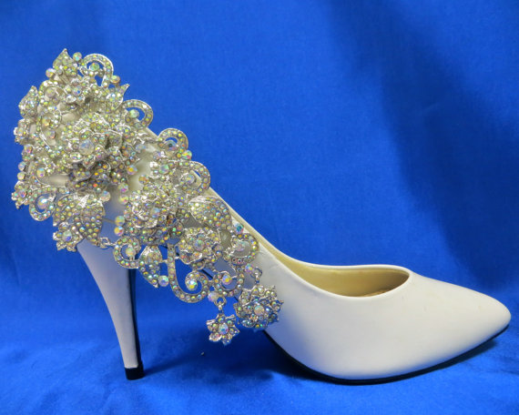 Hochzeit - AB Rhinestone Shoes, AB Rhinestone Clips, AB Rhinestone Jewelry, Bridal Wedding Shoes,  Aurora Borealis Shoes, Iridescent Shoe Clips