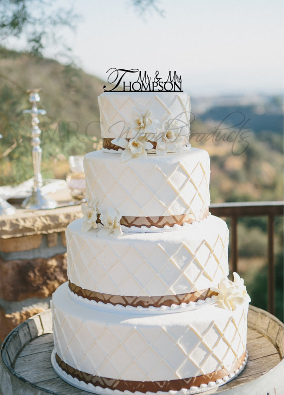 زفاف - Wedding Cake Topper Personalized Mr and Mrs Cake Topper