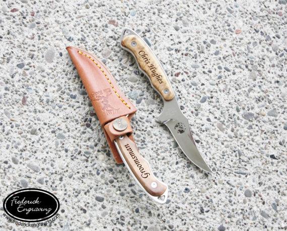 Hochzeit - Personalized Hunting Knife - Custom Engraved Knife - Fixed Blade Hunting Knife - Groomsmen Knives, Best Man Gift, Hunting Gift - KNV-105