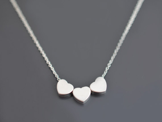 زفاف - SALE, Mini heart silver necklace - Wedding jewelry, Bridal necklace, Bridesmaid necklace, Anniversary gift, Valentine's gift, Christmas gift