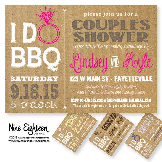 Mariage - I Do BBQ Couples Shower, Barbeque Bridal Shower. Custom Printable PDF/JPG invitation. I design, you print. Made to Match add ons available.