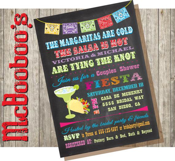 Hochzeit - Chalkboard Mexican Fiesta Couples Shower with tacos and margaritas