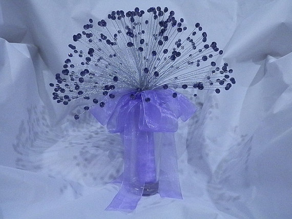 Hochzeit - Purple crystal bouquet set,preal bouquet,handmade bouquet,bridal bouquet 300beads 12" diameter