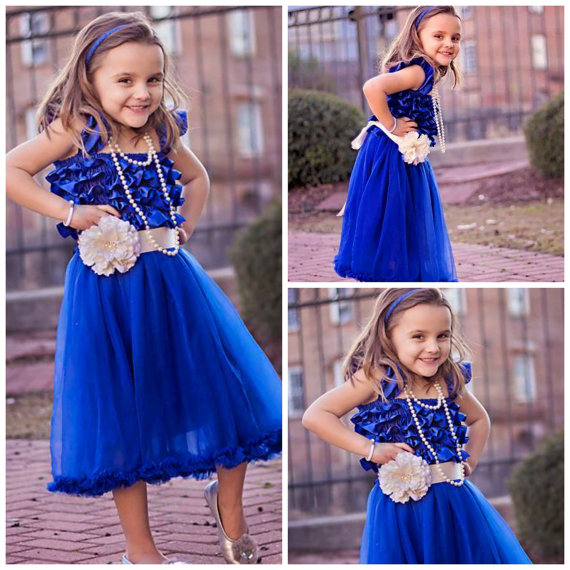 زفاف - Royal Blue Girls Chiffon And Satin Petti Dress  - Flower Girl Dresses - PETTI DRESSES - Gorgeous Petti Dress - Lots Of Colors To Choose