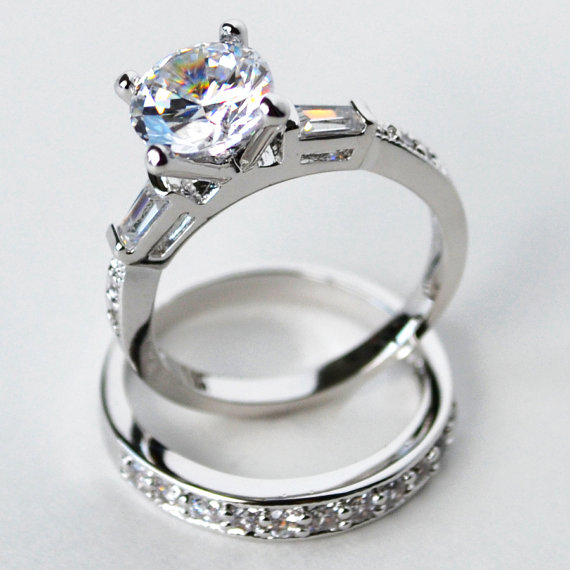 Hochzeit - cz ring, cz wedding ring, cz engagement ring, wedding ring set, ring set, cz wedding set cubic zirconia size 5 6 7 8 9 10 - MC1078411AZ