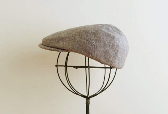 زفاف - Gray linen flat cap, gray wedding ring bearer hat, spring hat for boys, summer photo prop hat for baby  - made to order