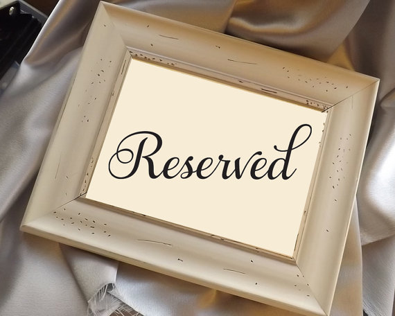 Hochzeit - Reserved sign 5 x 7 Reserved Sign, Elegant Signage Wedding Reception Reserved Seating
