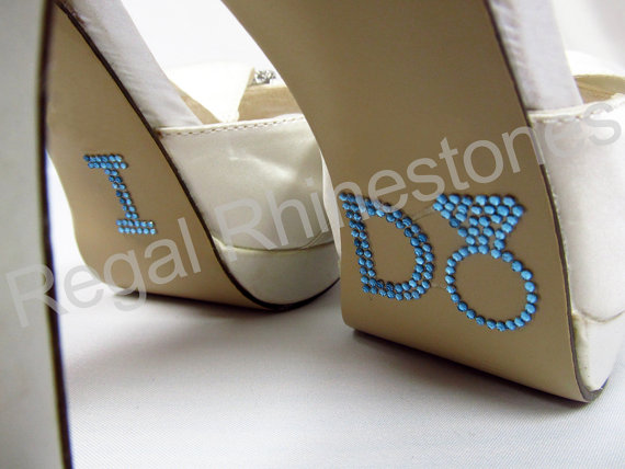Wedding - I Do Shoe Stickers - BLUE DIAMOND RING I Do Wedding Shoe Stickers - I Do Shoe Appliques - Rhinestone I Do Shoe Decals for your Bridal Shoes