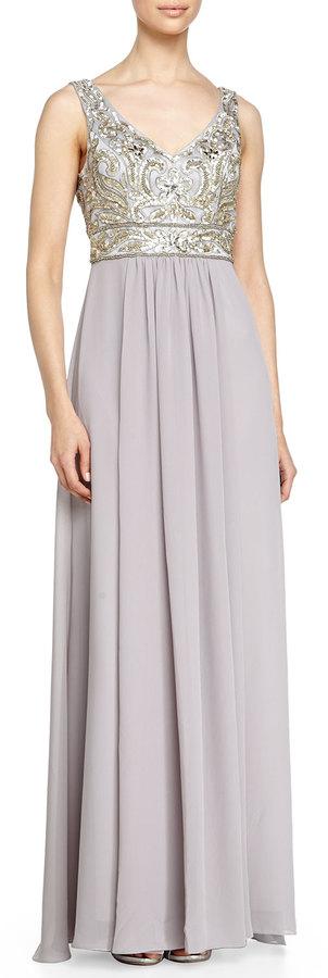 Hochzeit - Sue Wong Sleeveless Embroidered Bodice & Chiffon Skirt Gown