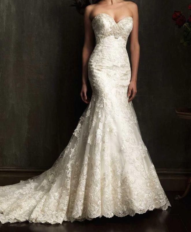 Hochzeit - 2014 Mermaid Lace Wedding Bridal Gowns Dress White/Ivory Custom 2 4 6 8 10 12   