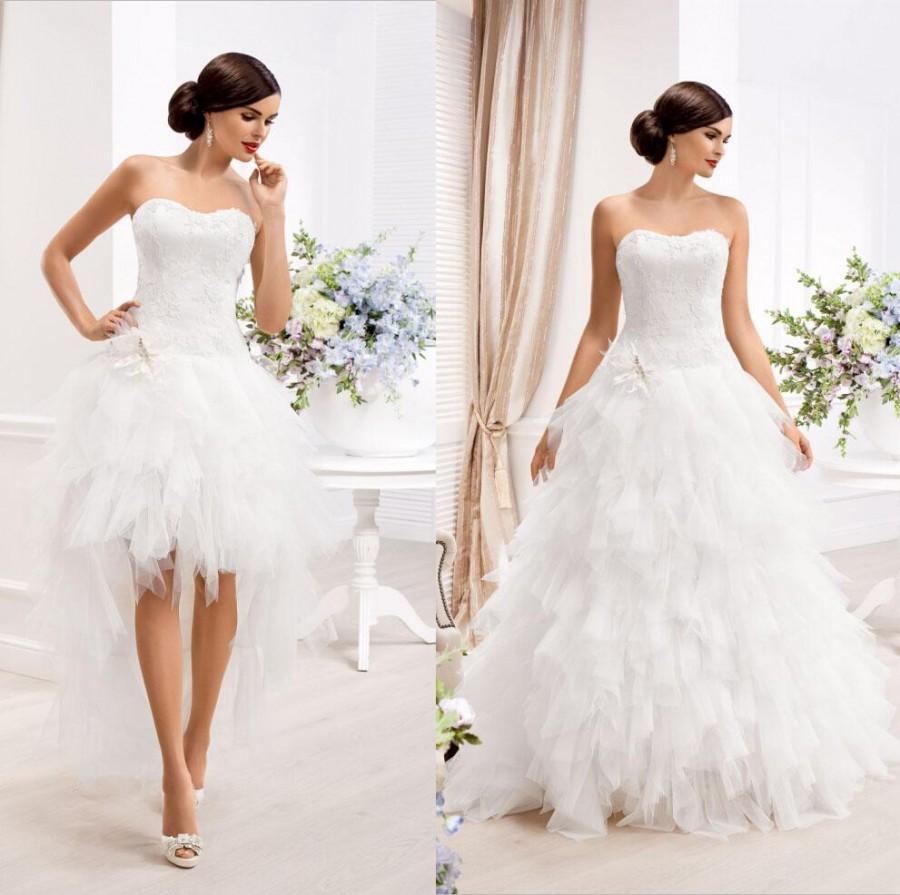 Mariage - 2015 New Arrival Detachable Sexy Sweetheart A-Line Wedding Dresses Applique Lace Fluffy Tulle Wedding Gowns Princess Ball Gown Wedding Dress, $124.98 