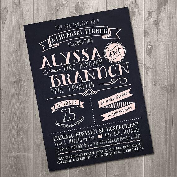 Hochzeit - Modern Typography Chalkboard Rehearsal Dinner Invitation - DIY Printable Invitation