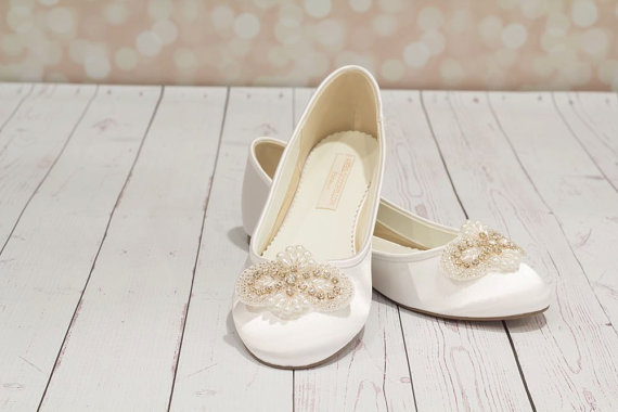 Hochzeit - Flat Wedding Shoes - Ballet Flats - Choose From Over 150 Colors - Sparkling Crystals - Parisxox By Arbie Goodfellow - Wedding Shoes - Flats