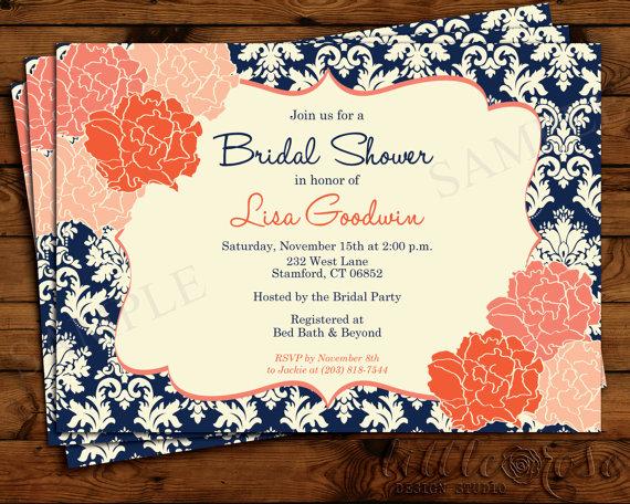 Wedding - Damask Bridal Shower Invitation - Bridal Brunch - Baby Shower Invite - Birthday Invitation - Wedding Shower Invite - Printable