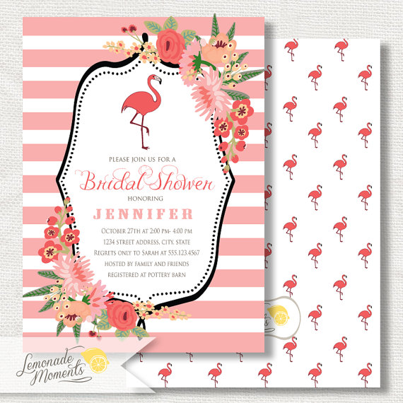 Wedding - Flamingo Party Invitation - Bridal Shower - Printable Flamingo Invite