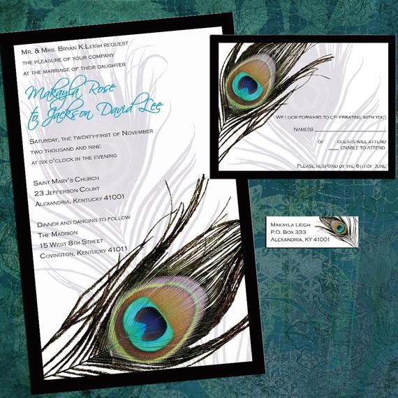 Wedding - Custom Peacock Feather Wedding Invitation Sample Packet, Framed Peacock, Budget Peacock Wedding Invites