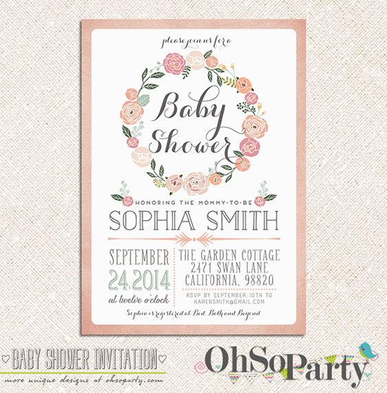 Hochzeit - ADORE BABY Custom Baby Shower Invitation Card
