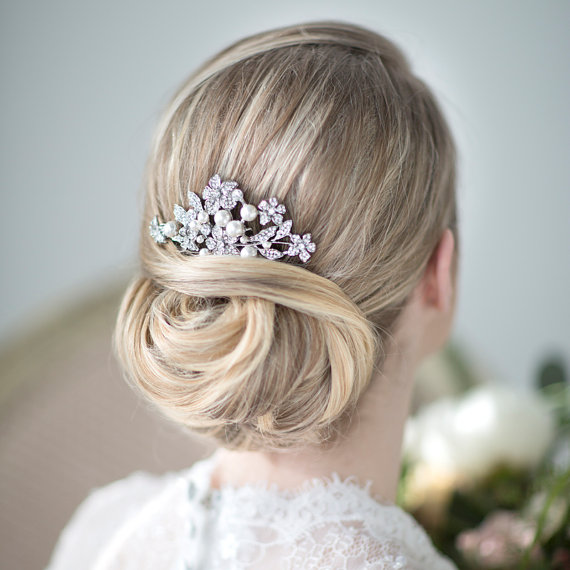 زفاف - Bridal Hair Comb,  Wedding Head Piece,  Crystal and Pearl Haircomb, Wedding Hair Accessory
