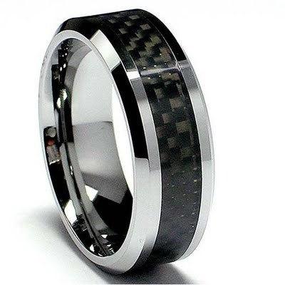 زفاف - Tungsten wedding band  " FREE ENGRAVING ", Carbon Fiber MMTR124 8mm Tungsten Carbide engagement ring