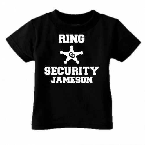Mariage - Ring security custom kids youth or toddler shirt personalized with name ring bearer wedding black short sleeve