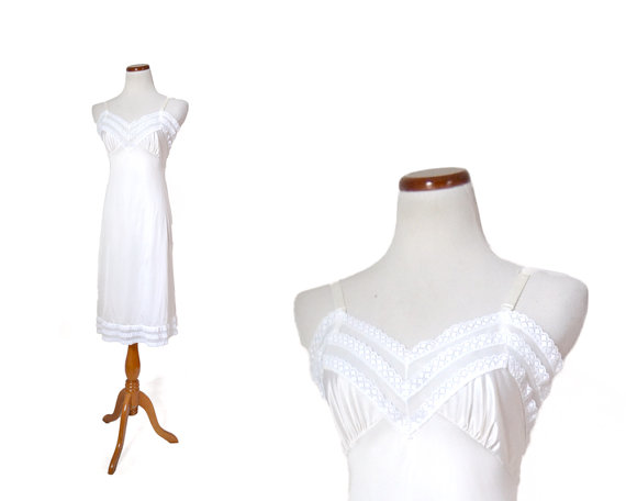 Wedding - 36 Full Slip  / Rich Form Slip / Ruffle White Slip / Lace Slip Sleepwear and Intimates / Womens Clothing Lingerie / Metal
